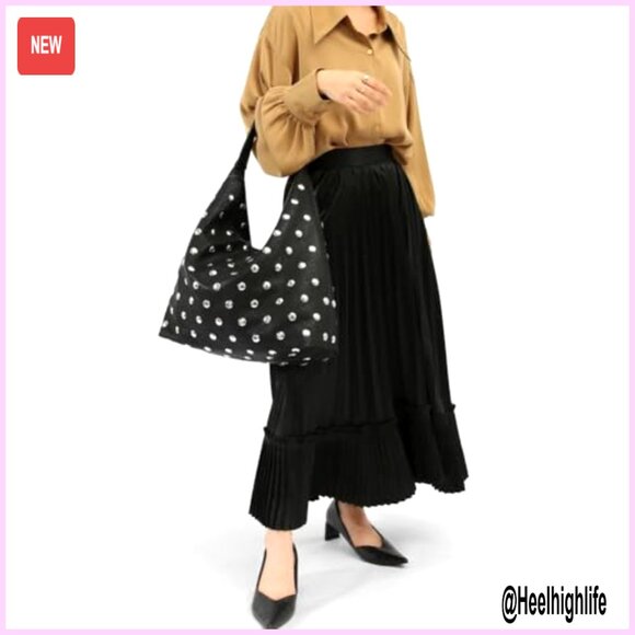 Studded Vegan Leather Hobo Bag Slouchy Shoulder Tote Handbag Purse - Picture 2 of 7